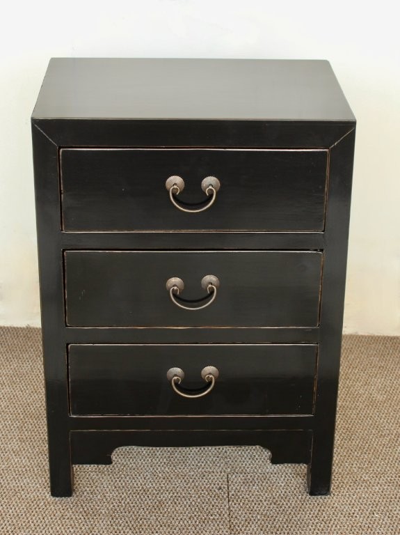 BLACK 3 DRAWER BEDSIDE  71X50X35CM